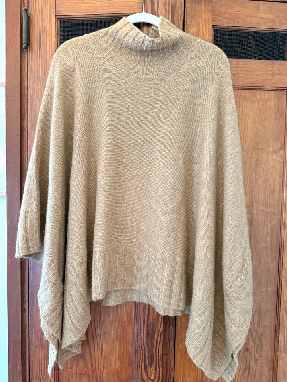 Women's Camel Knit Poncho Sweater